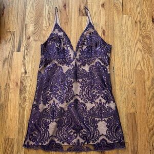 Free People Purple Sequined Mini Dress